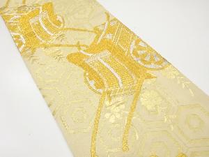 アンティーク　津村織物製　御所車模様織り出し袋帯（材料）